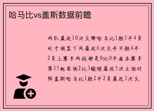 哈马比vs盖斯数据前瞻